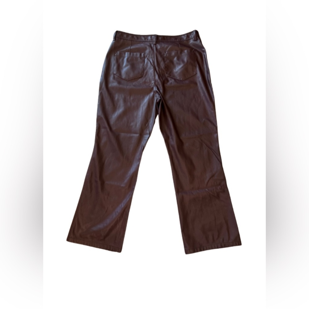 Marissa Webb x RTR Faux Leather Kick-Flare Trousers Pants Burgundy Size 16 - Picture 7 of 8